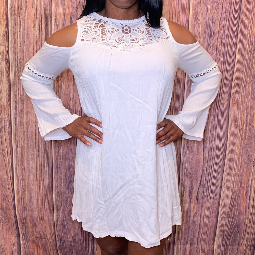 White Xhilaration Cold Shoulder Mini Dress